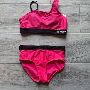 Justice Sport Hot Pink and Black Bikini: Girl Size 10